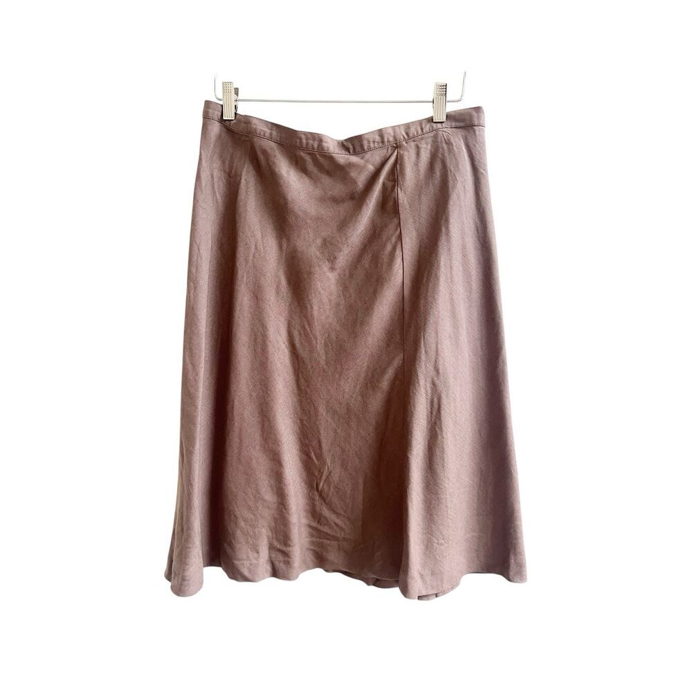 Spiegal Vintage Linen Blend Skirt NWT Size 16 Brown Knee Length Minimalist
